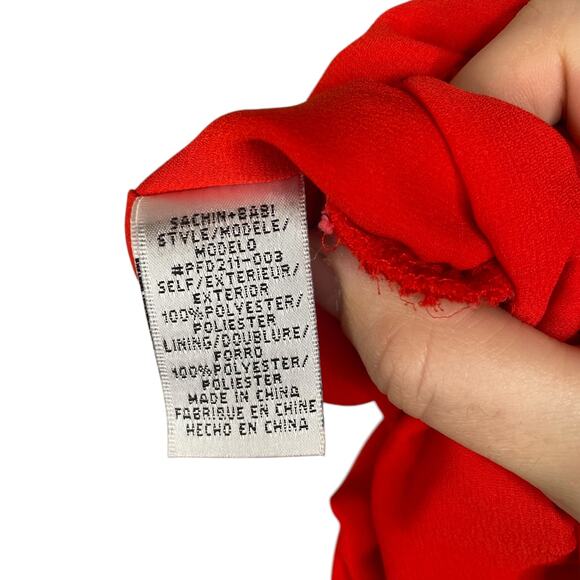 Anthropologie Sachin + Babi Tiered Habitual Red Shirt Dress SZ 8 - Picture 11 of 12